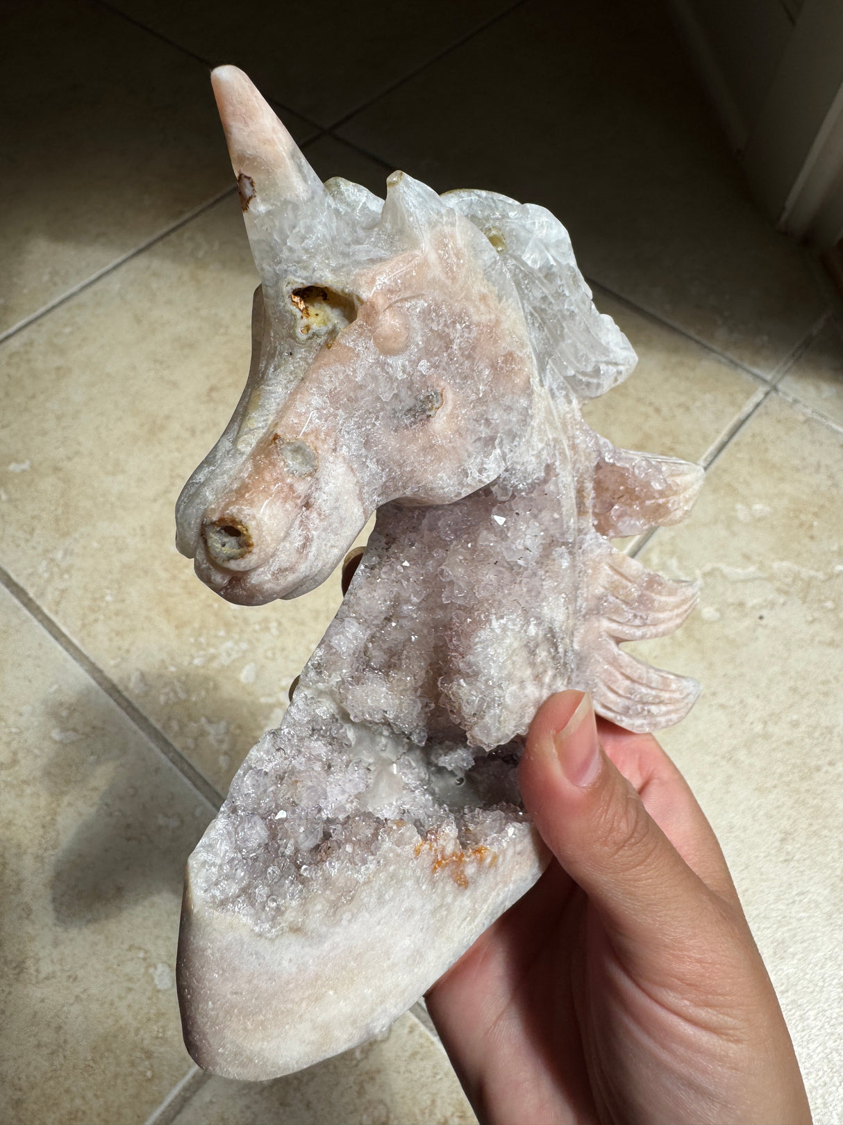 Druzy Pink Amethyst Unicorn