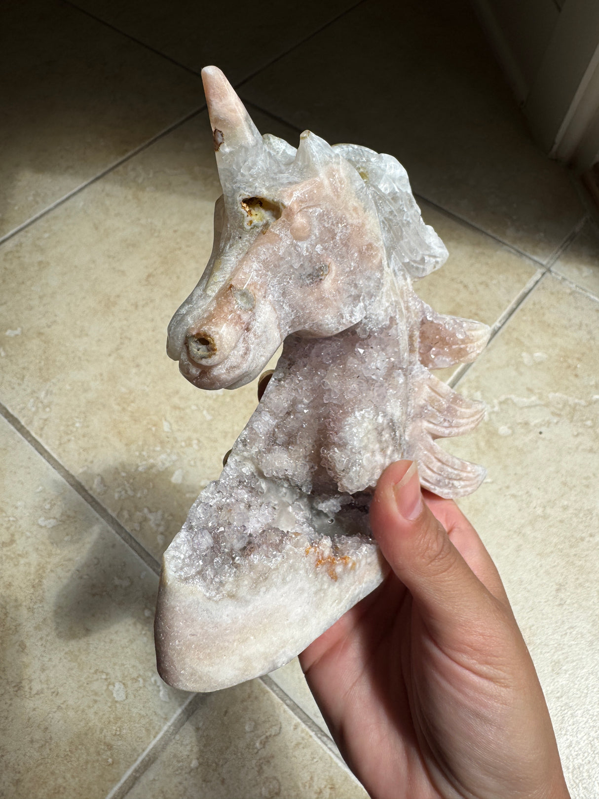 Druzy Pink Amethyst Unicorn