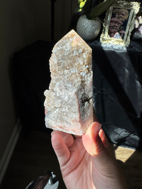 Pink Amethyst x Smoky Quartz Tower