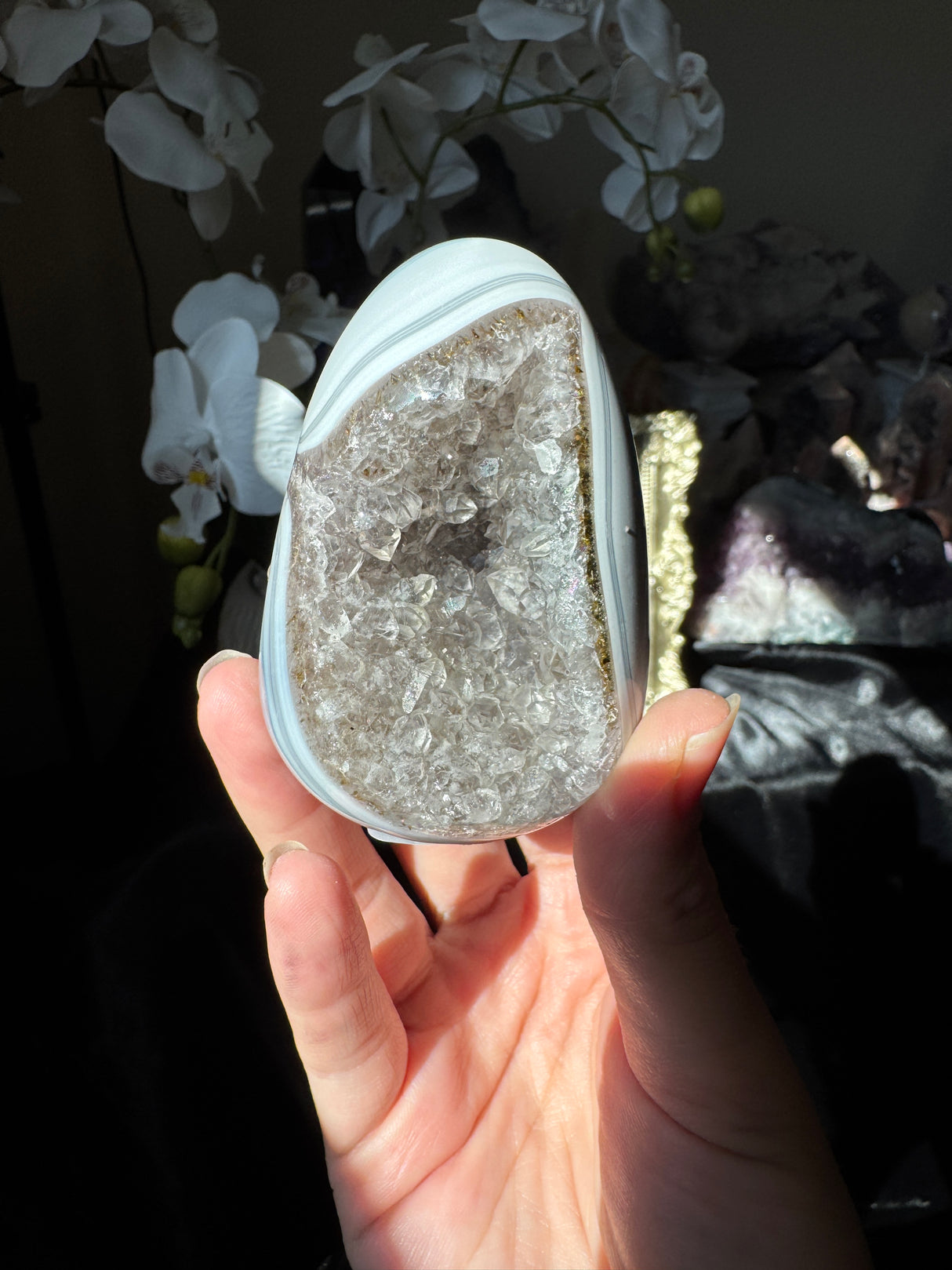 Smoky Blue Banded Agate Egg