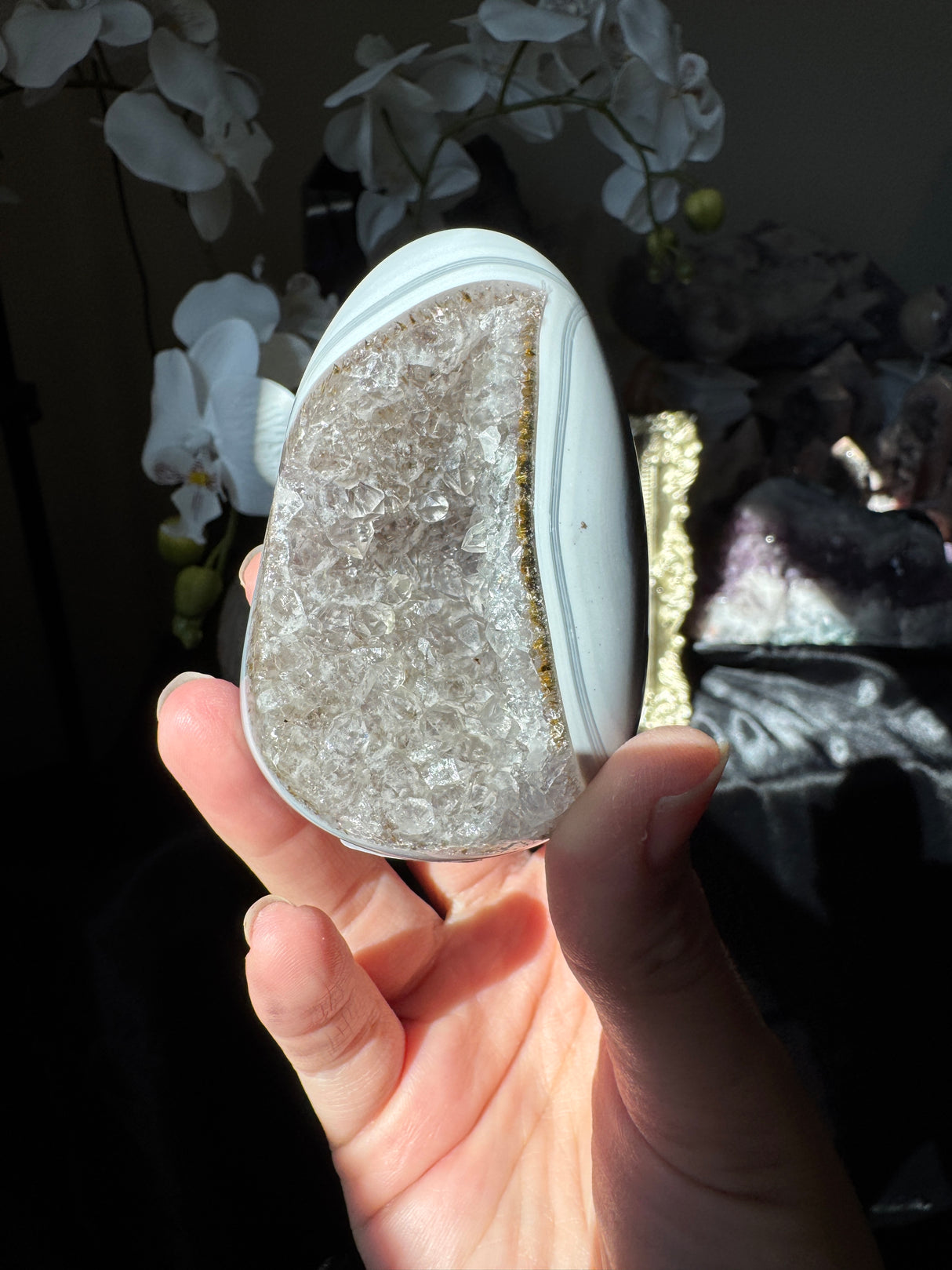 Smoky Blue Banded Agate Egg