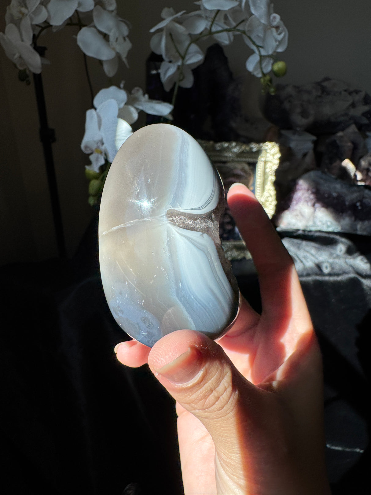 Smoky Blue Banded Agate Egg
