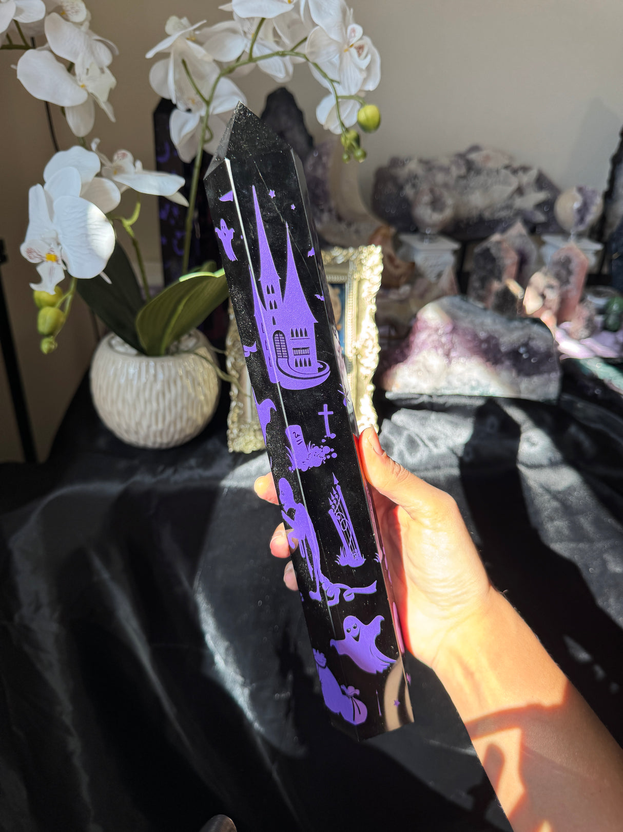 XL Obsidian Etched Halloween Tower