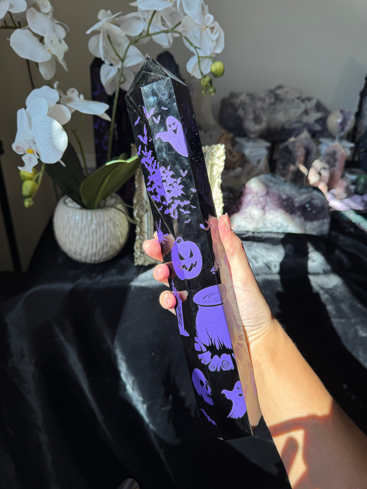 XL Obsidian Etched Halloween Tower