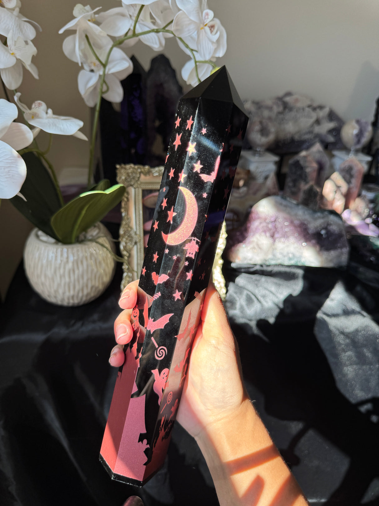 XL Obsidian Etched Halloween Tower