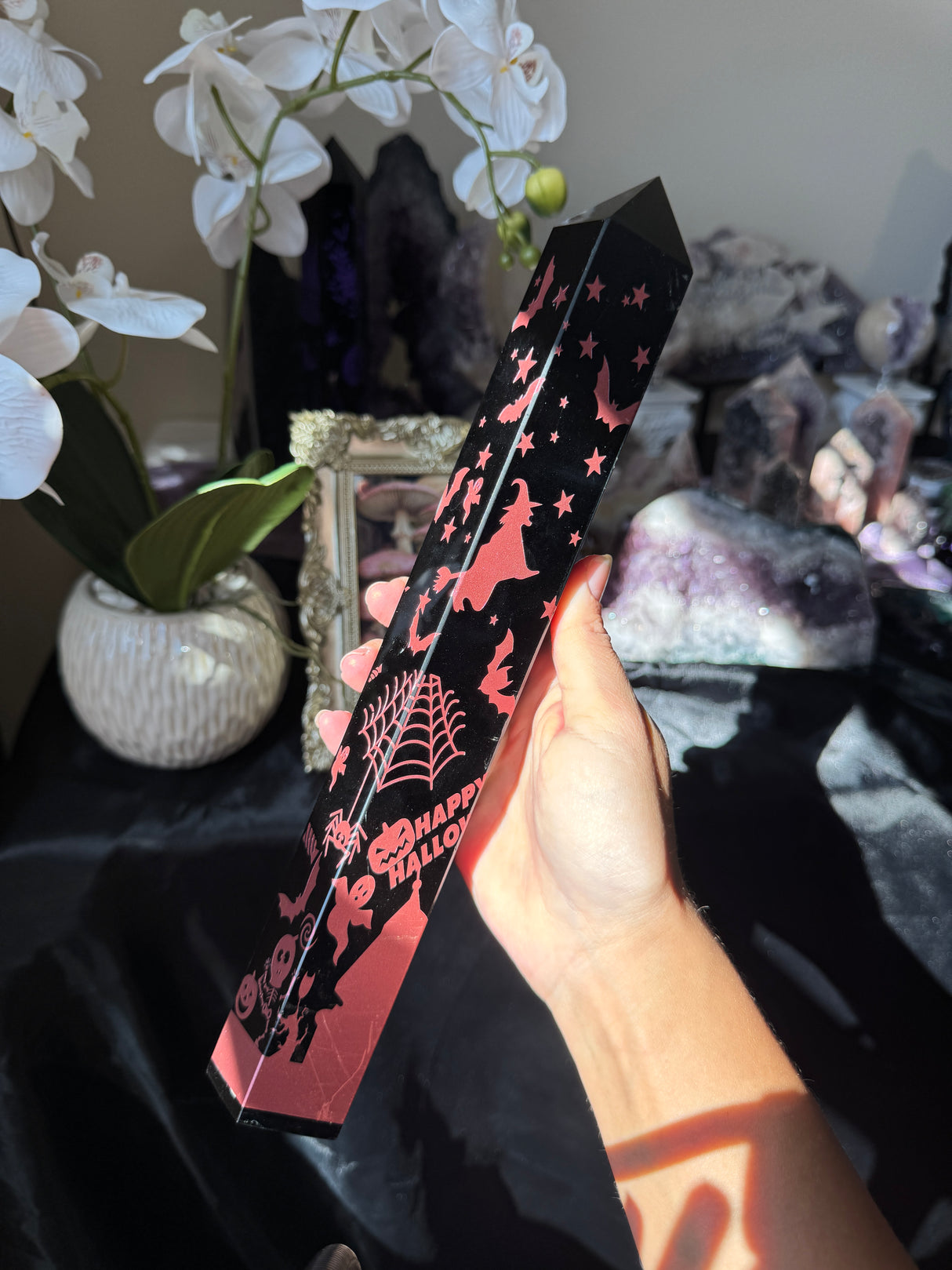 XL Obsidian Etched Halloween Tower