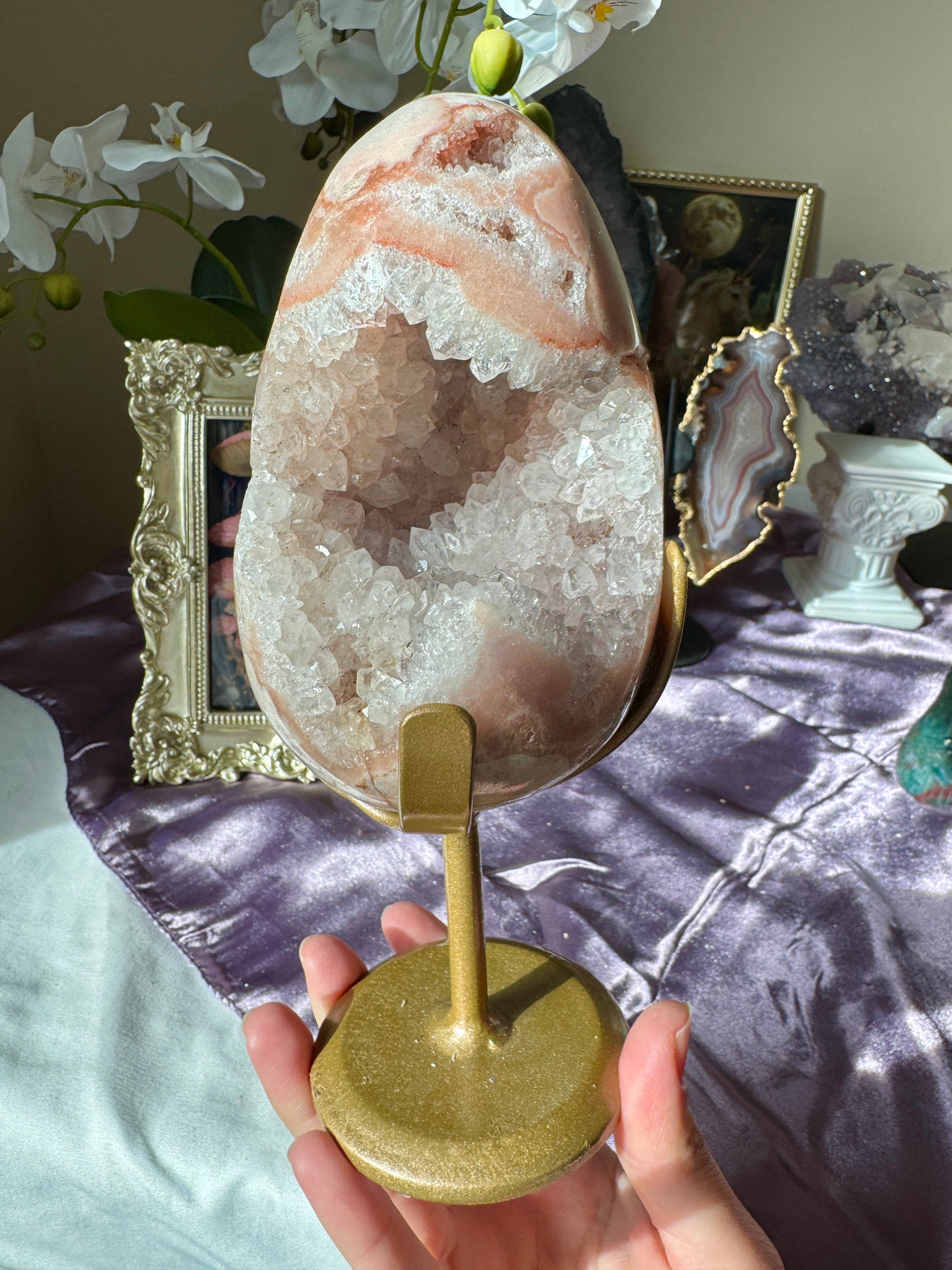 Quartz Pointed Pink Amethyst Egg