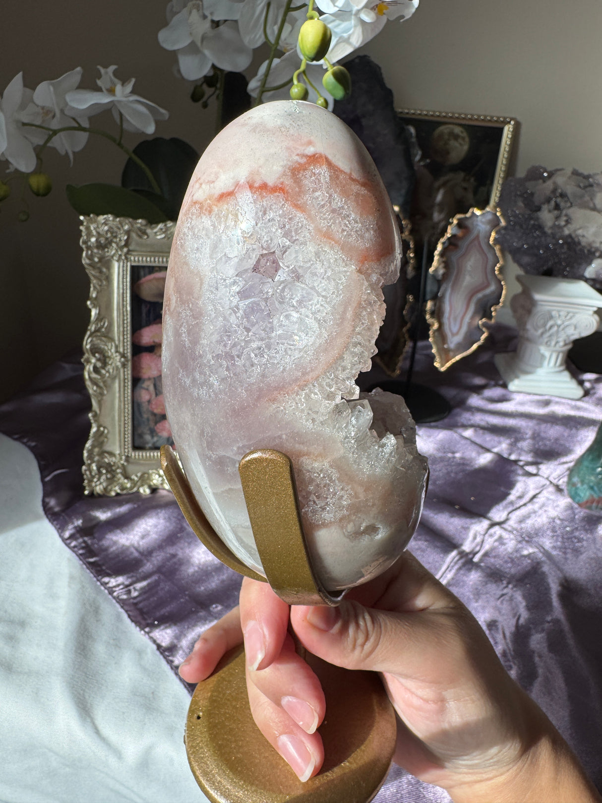 Quartz Pointed Pink Amethyst Egg