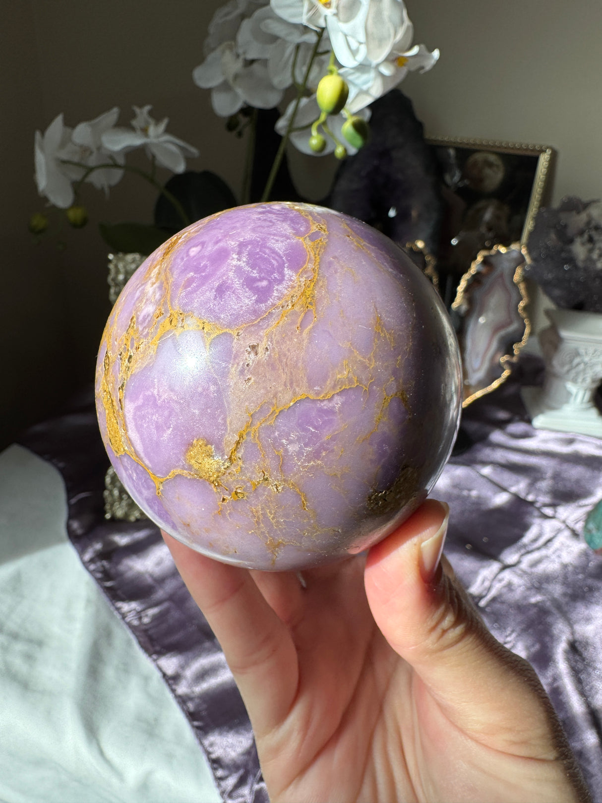 Lavender & Gold Phosphosiderite Sphere