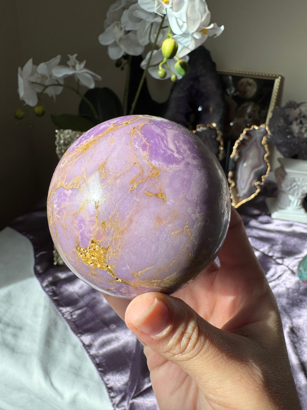 Lavender & Gold Phosphosiderite Sphere
