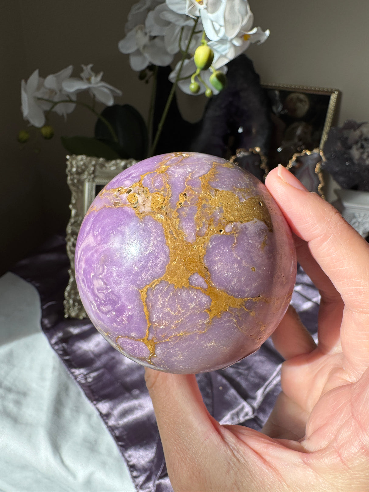 Lavender & Gold Phosphosiderite Sphere