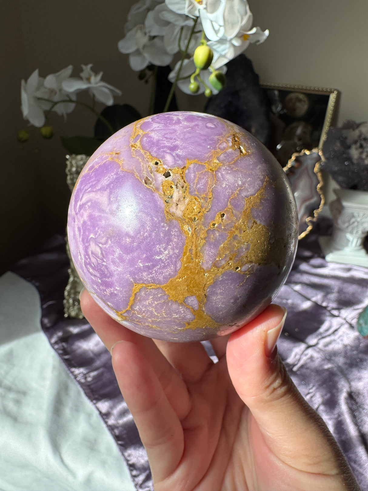 Lavender & Gold Phosphosiderite Sphere