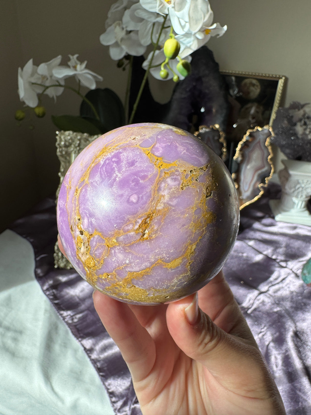 Lavender & Gold Phosphosiderite Sphere