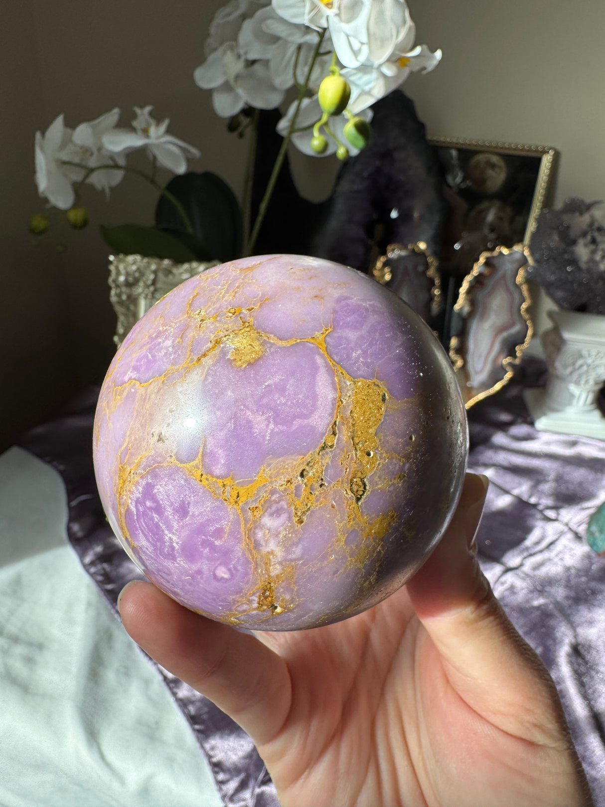 Lavender & Gold Phosphosiderite Sphere