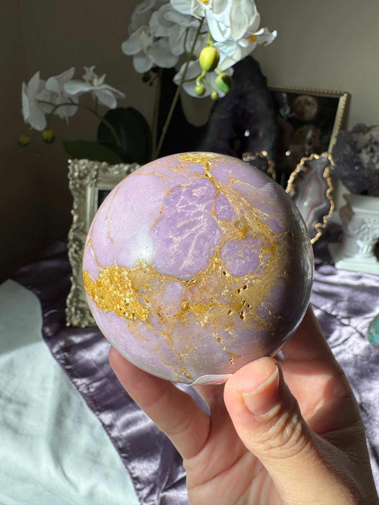 Lavender & Gold Phosphosiderite Sphere