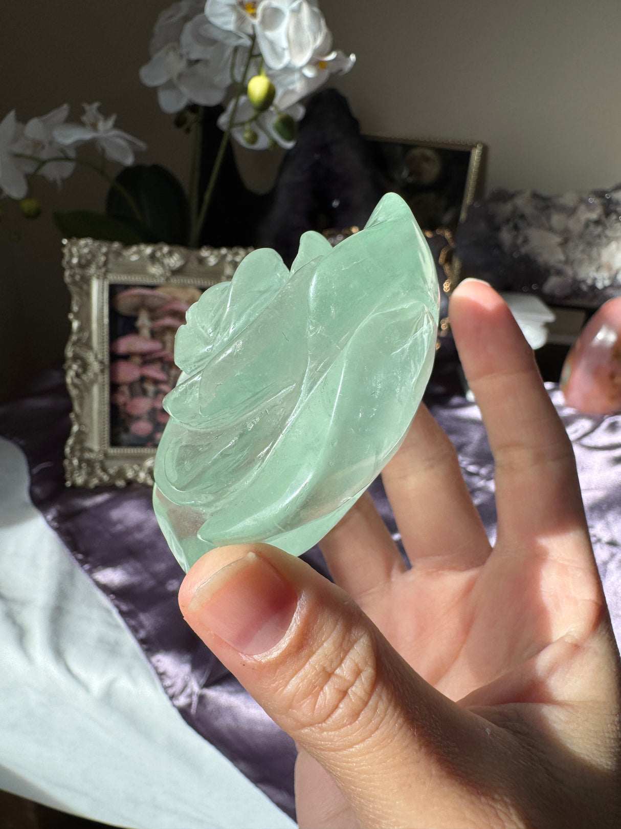 Minty Green Fluorite Rose