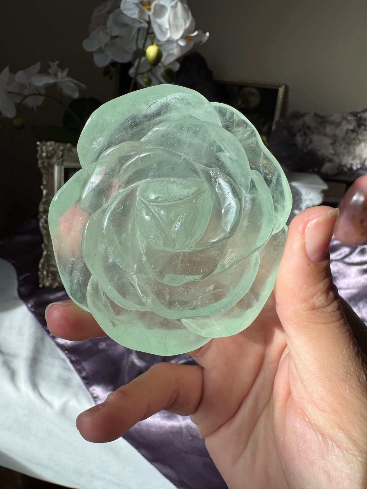 Minty Green Fluorite Rose
