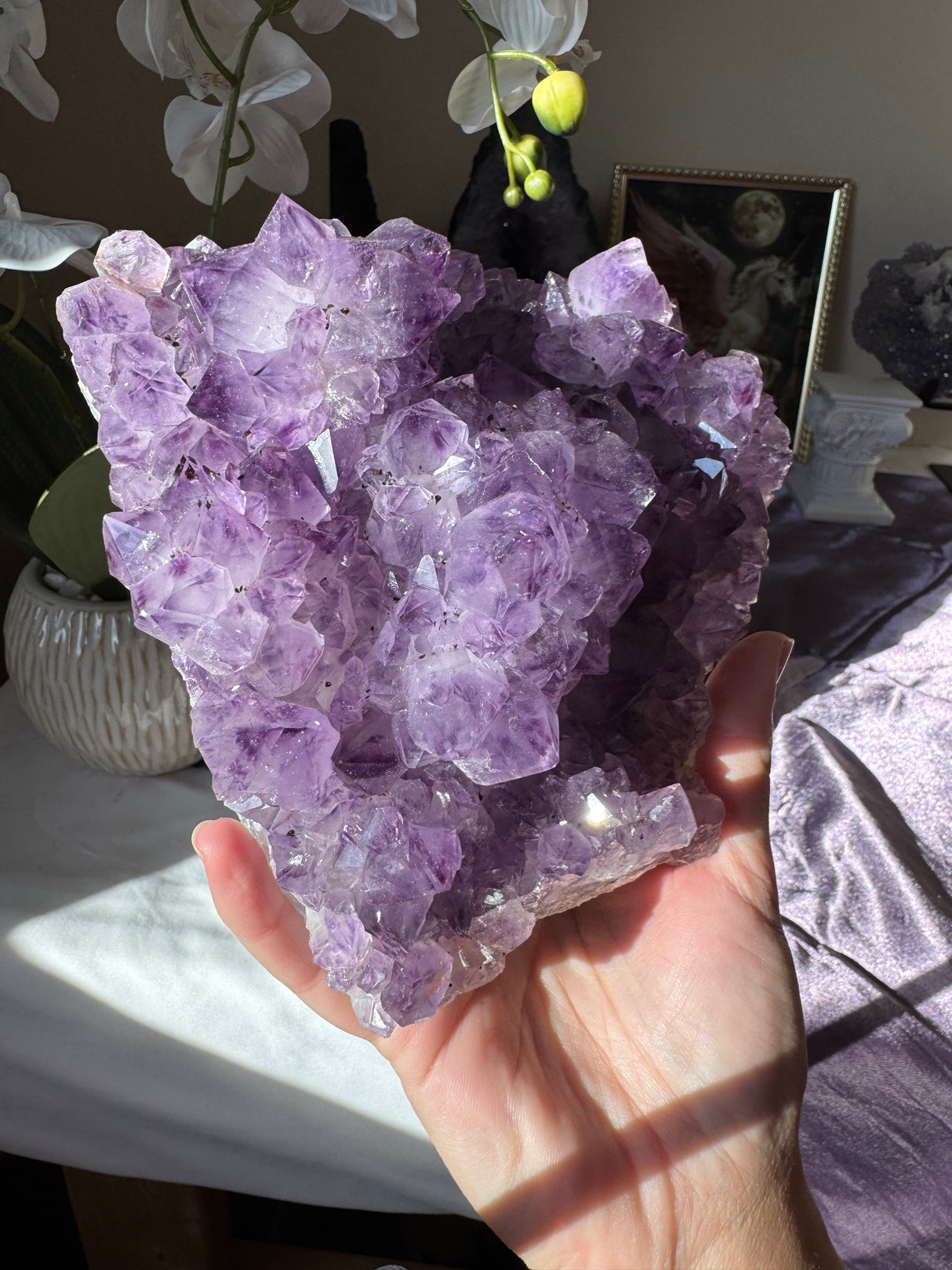 Large Point Amethyst Calcite Cluster