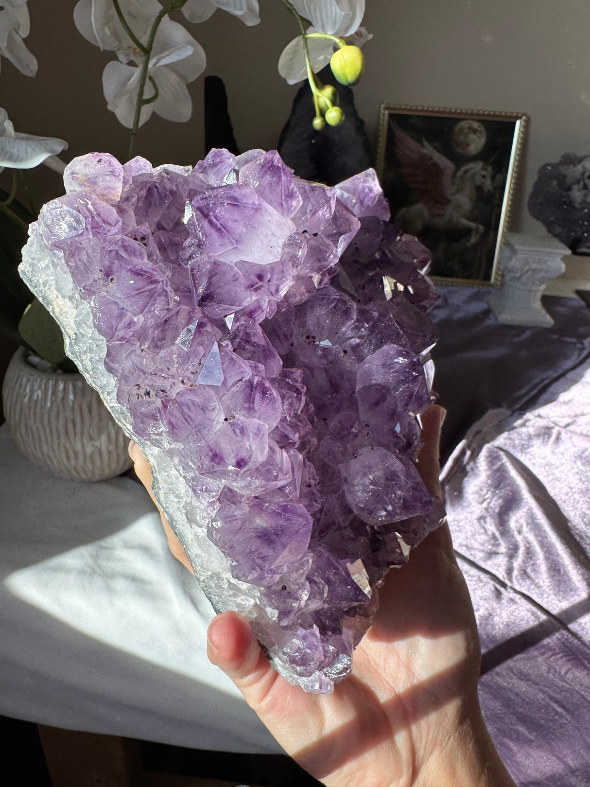 Large Point Amethyst Calcite Cluster