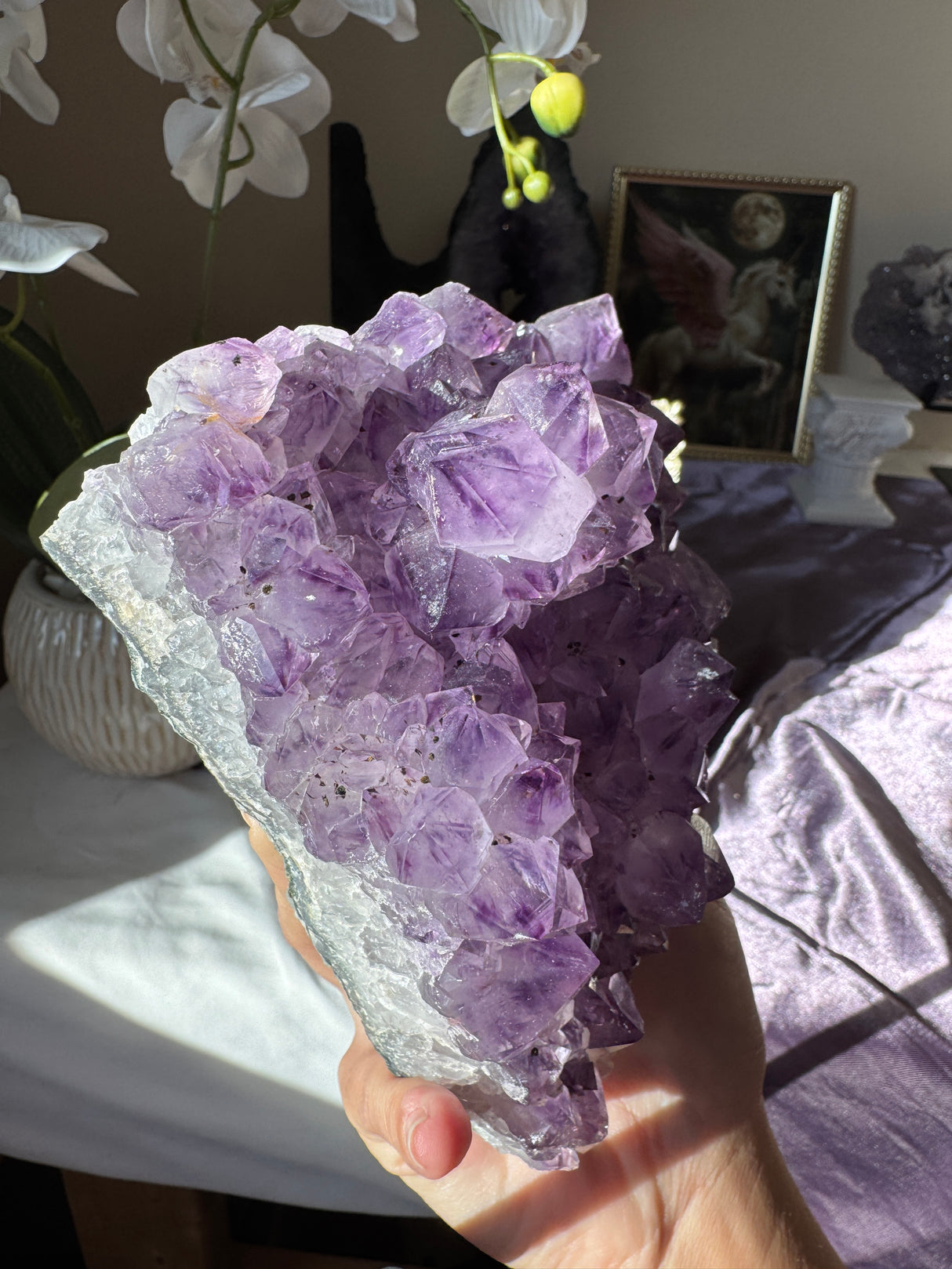 Large Point Amethyst Calcite Cluster