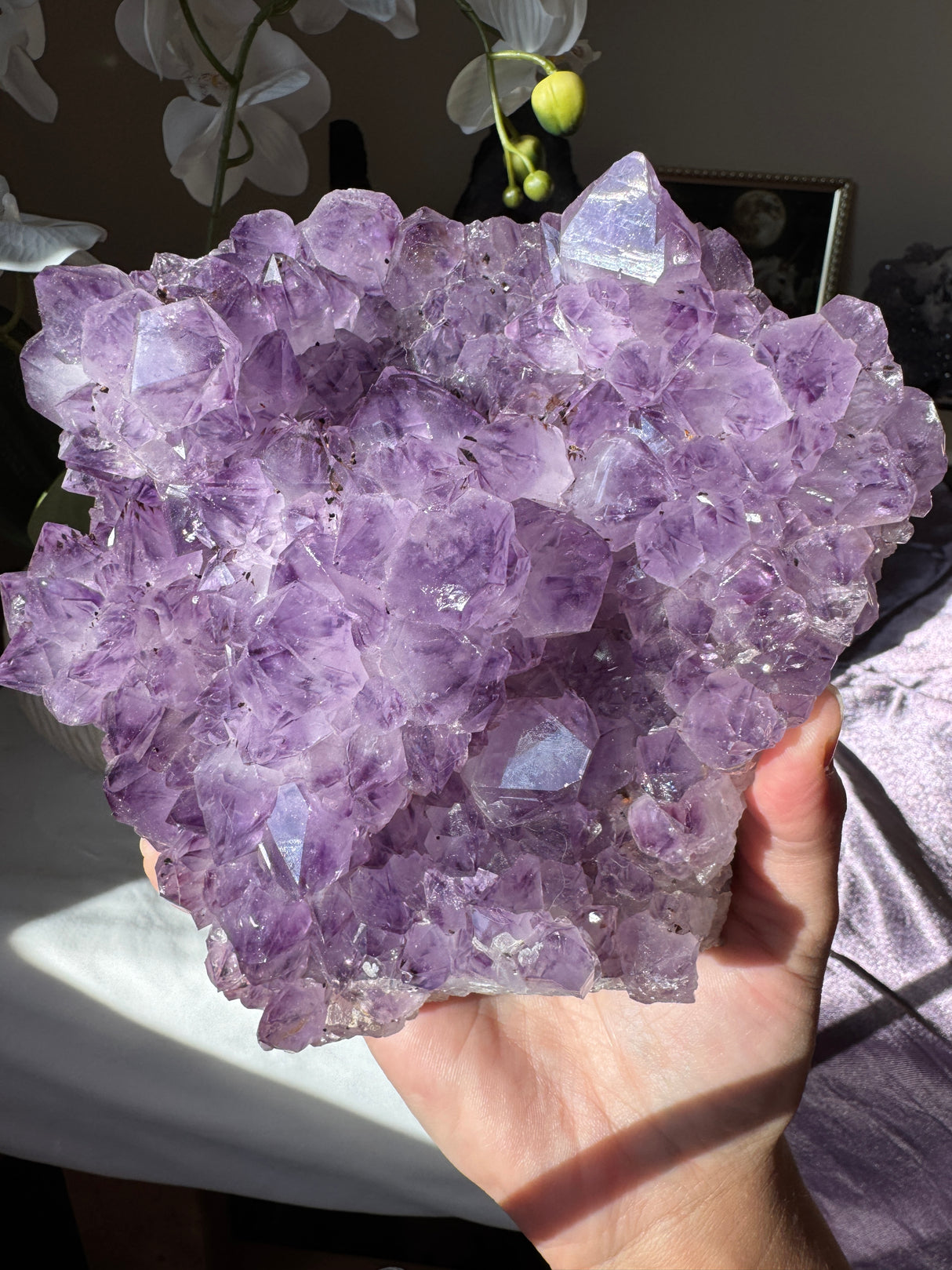 Large Point Amethyst Calcite Cluster