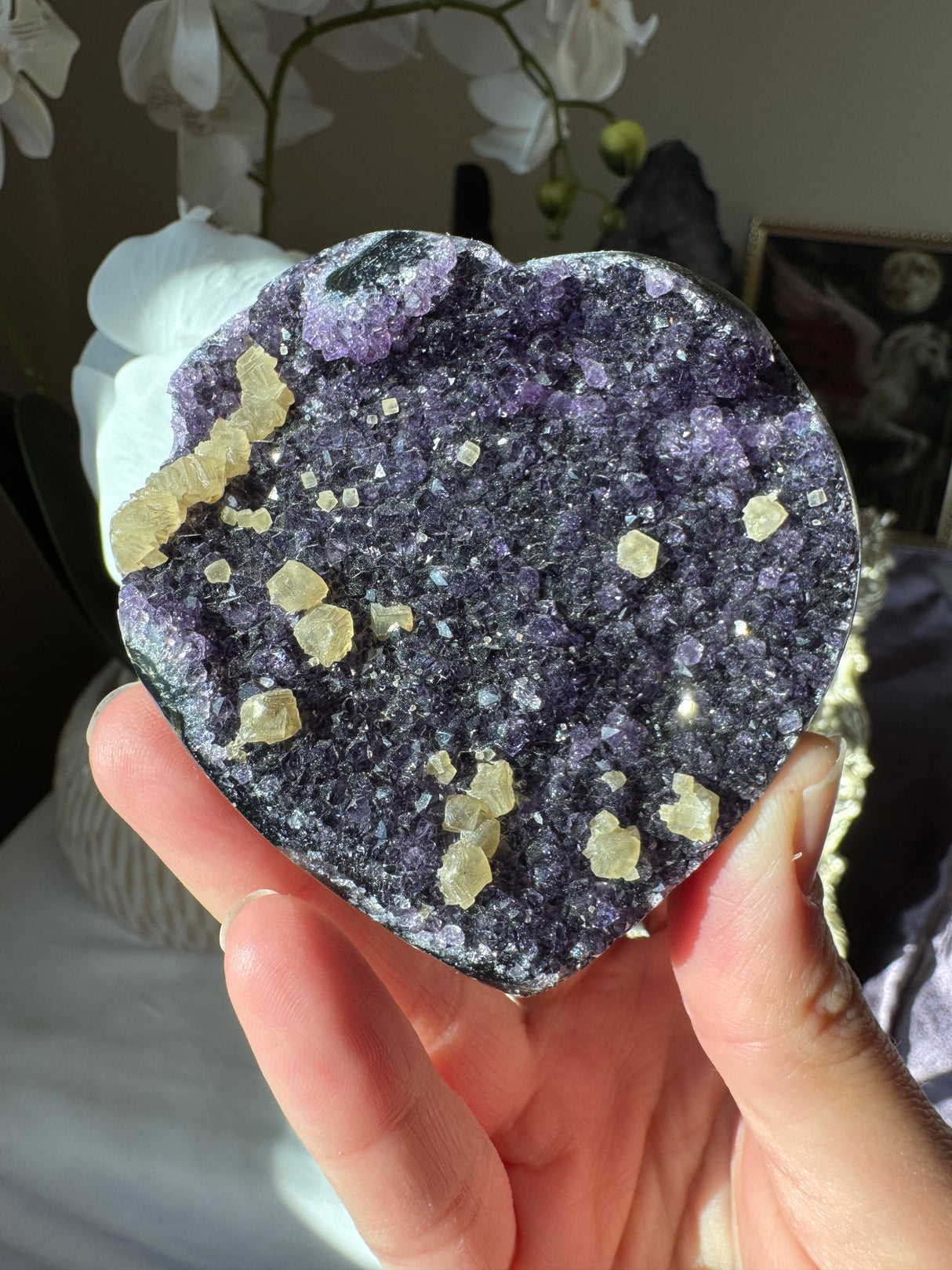 Rich Amethyst Heart with Calcite