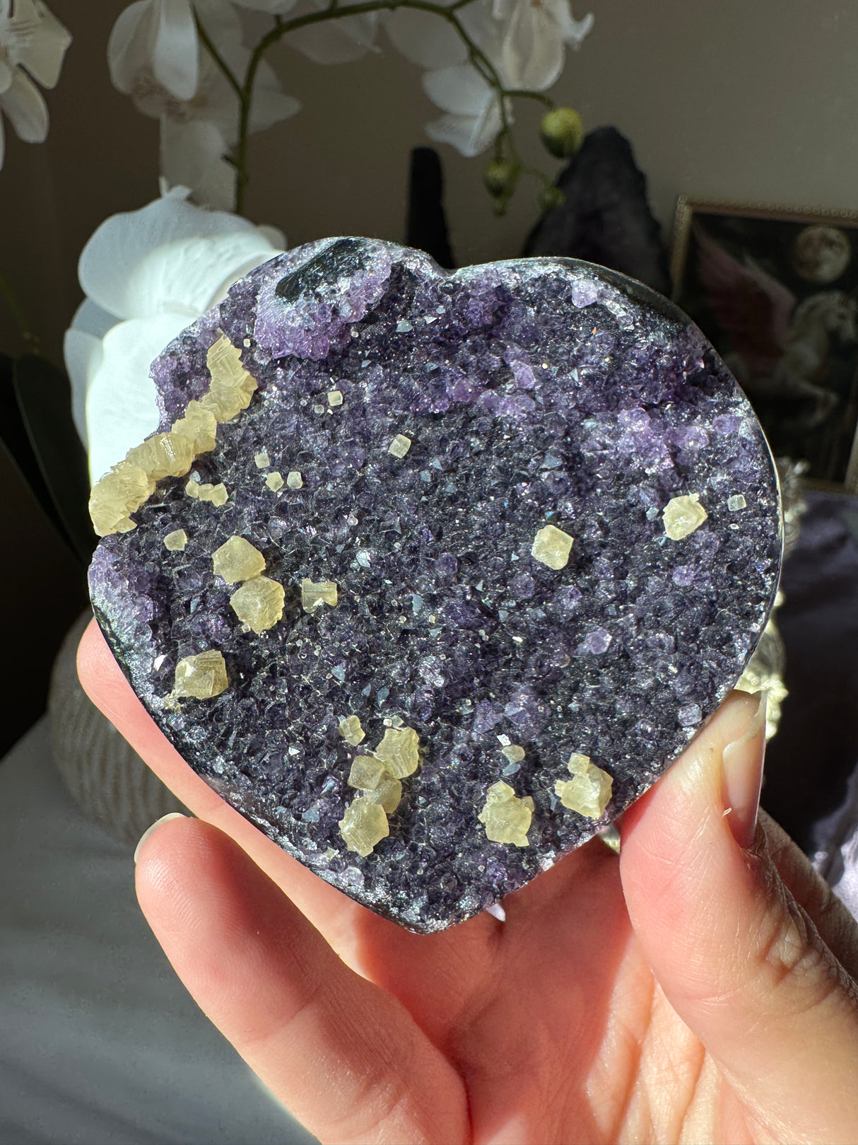 Rich Amethyst Heart with Calcite
