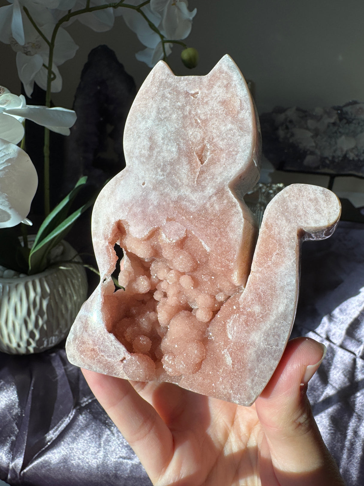 Druzy Pink Amethyst Kitty