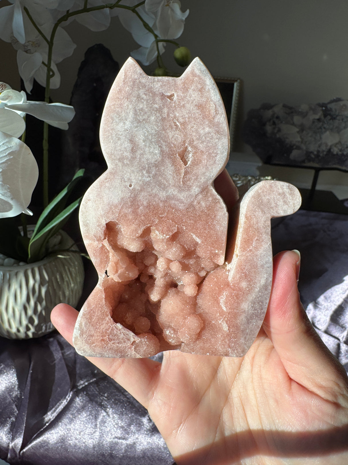 Druzy Pink Amethyst Kitty