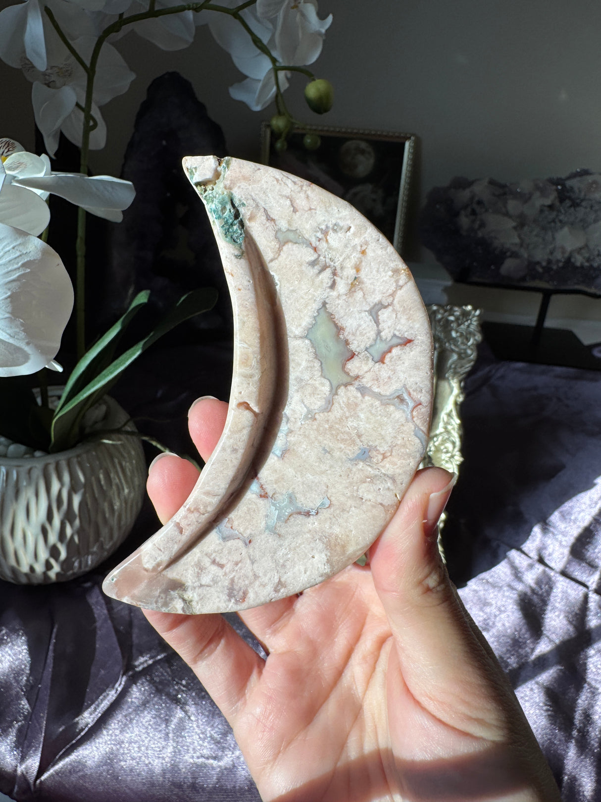 Pastel Flower Agate Moon