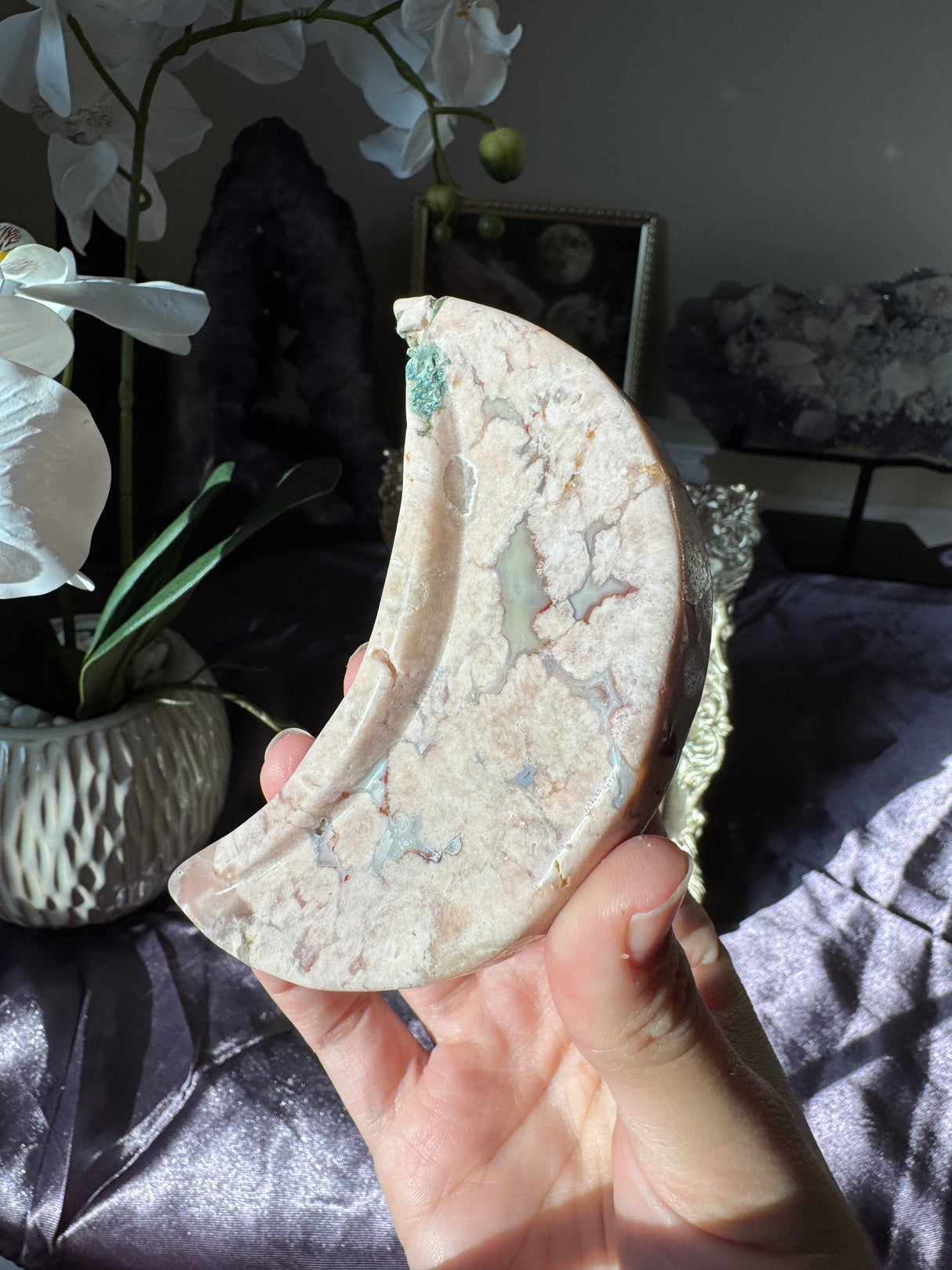 Pastel Flower Agate Moon