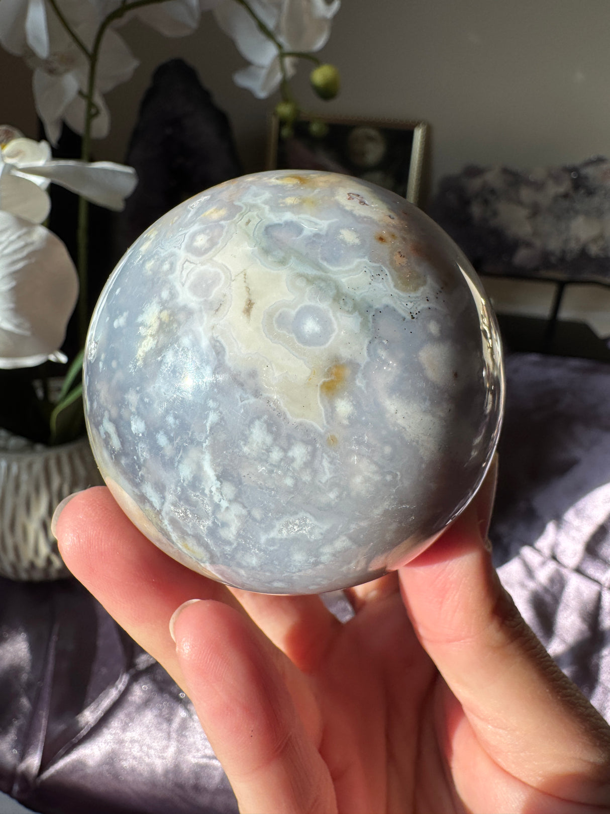 Dusty Blue Sea Jasper Sphere