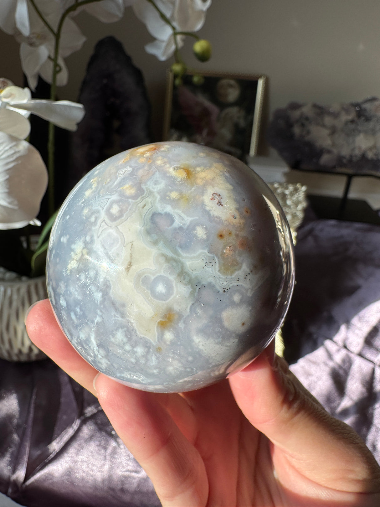 Dusty Blue Sea Jasper Sphere