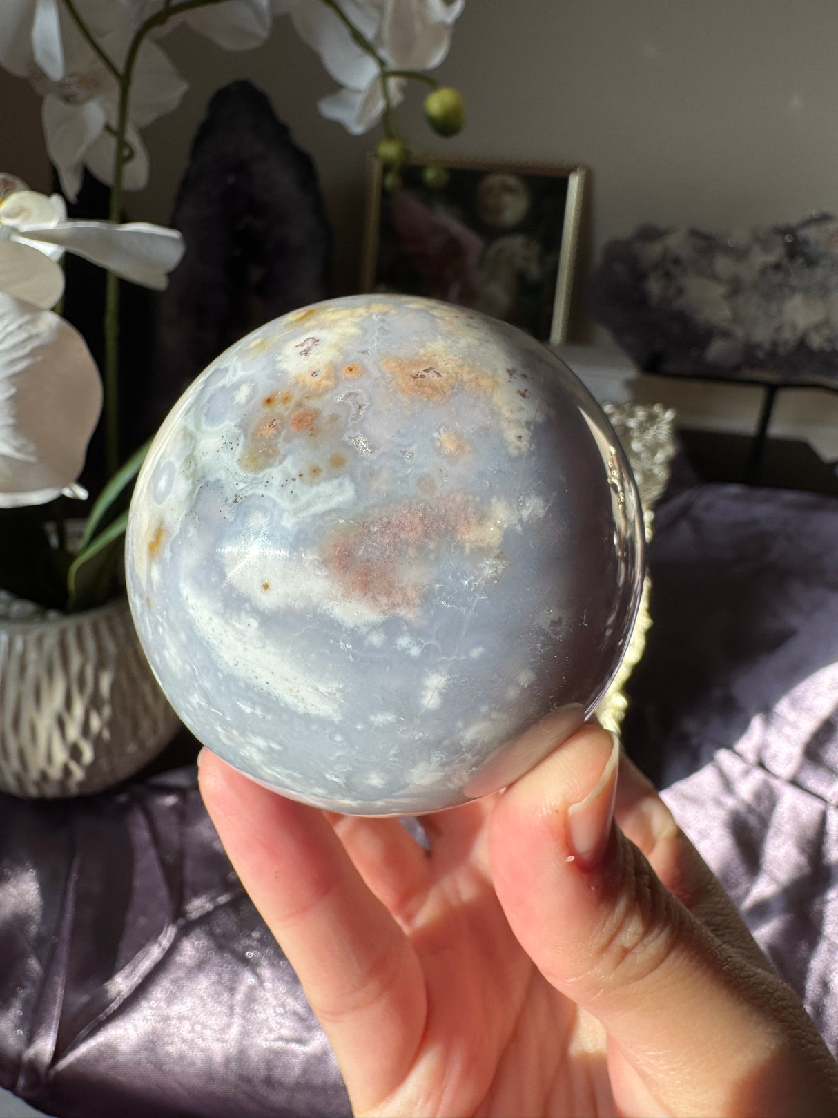 Dusty Blue Sea Jasper Sphere