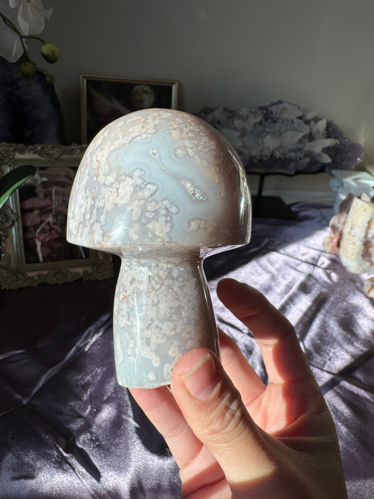 Pastel Flower Agate Mushroom