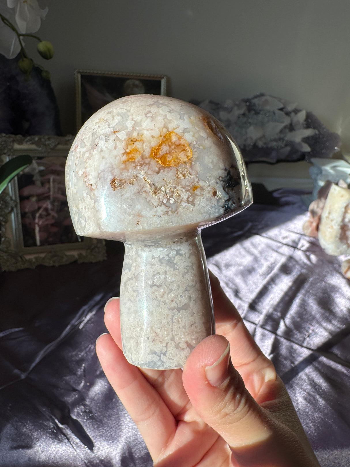 Pastel Flower Agate Mushroom