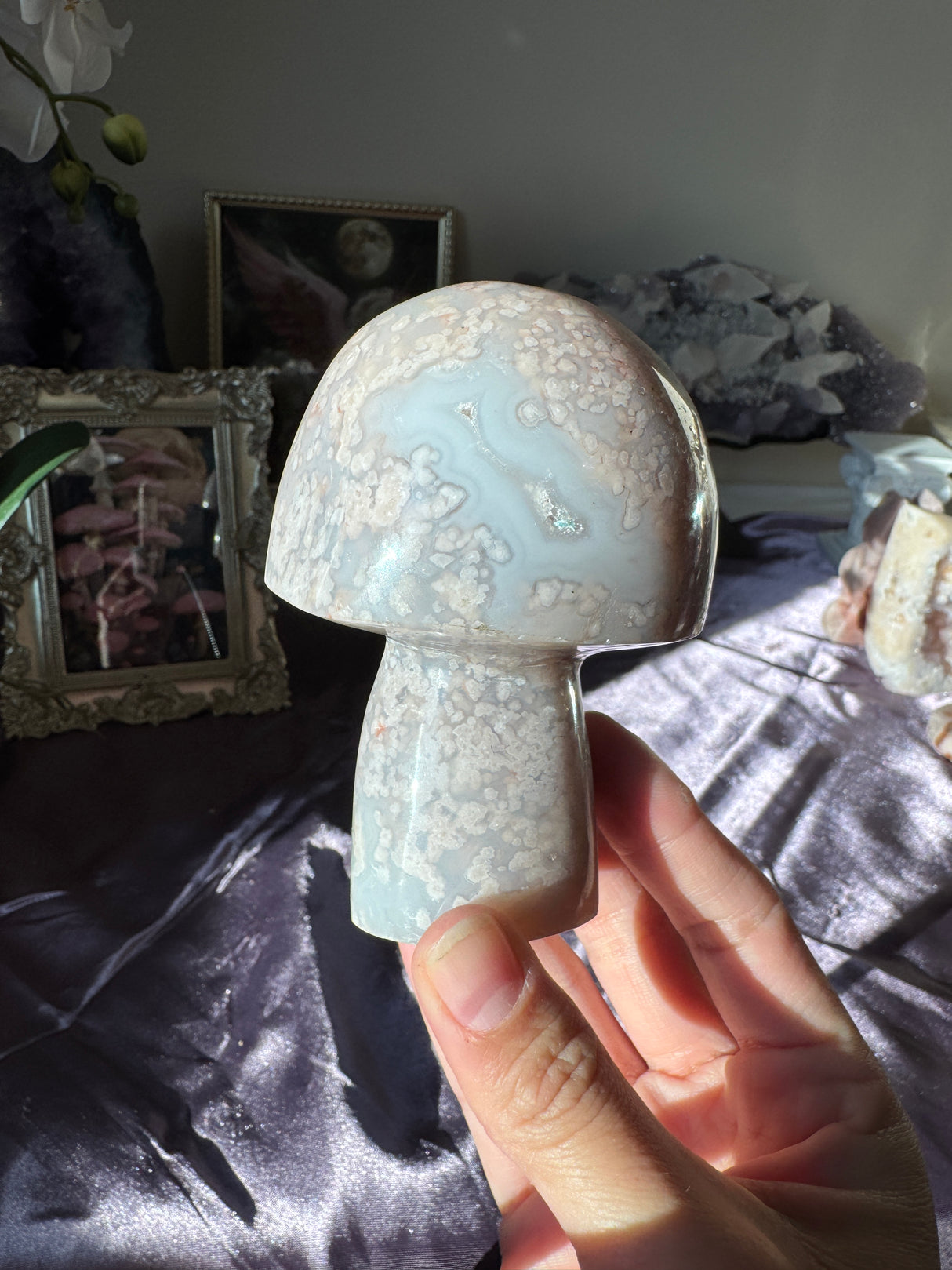 Pastel Flower Agate Mushroom