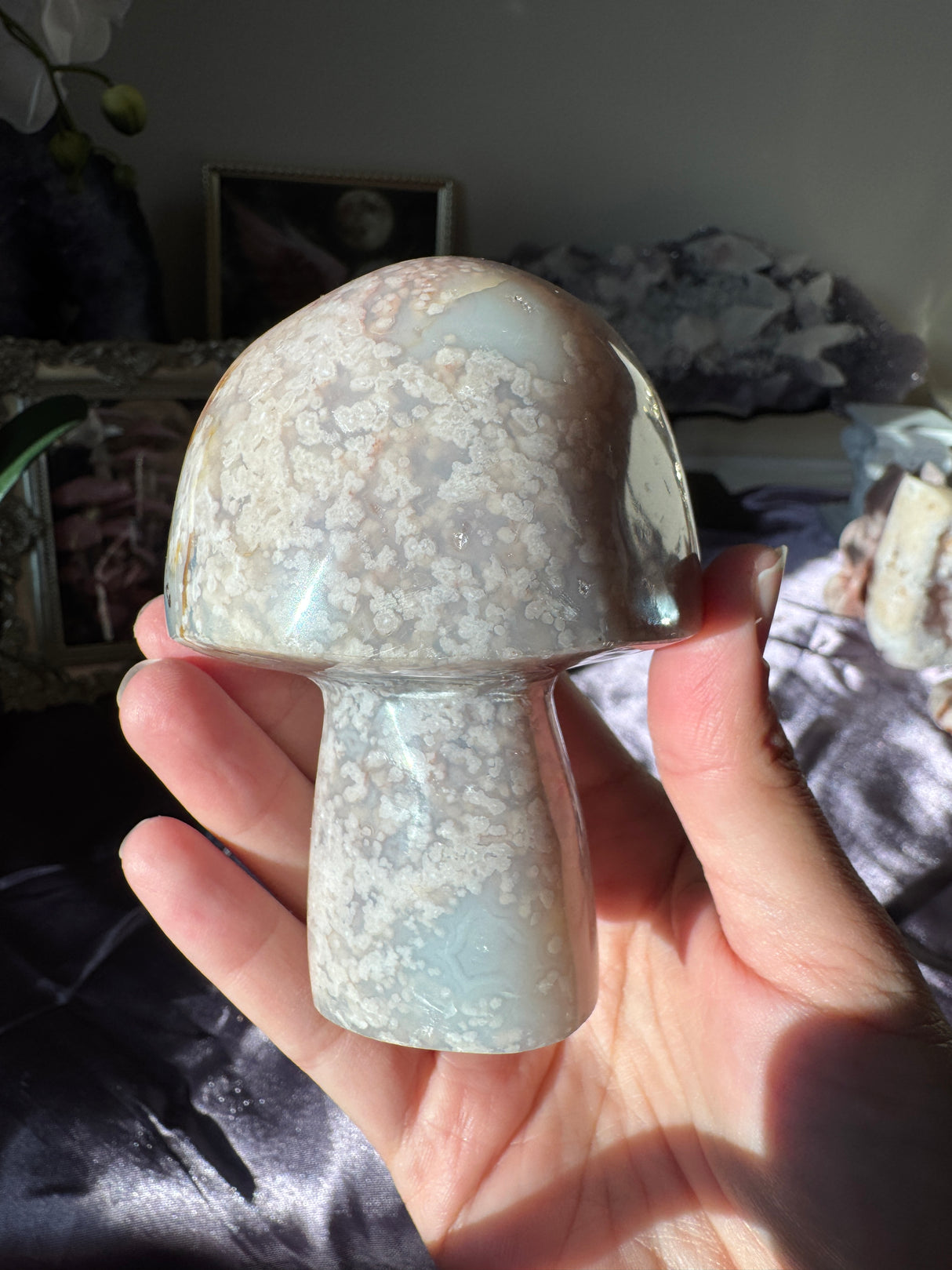 Pastel Flower Agate Mushroom