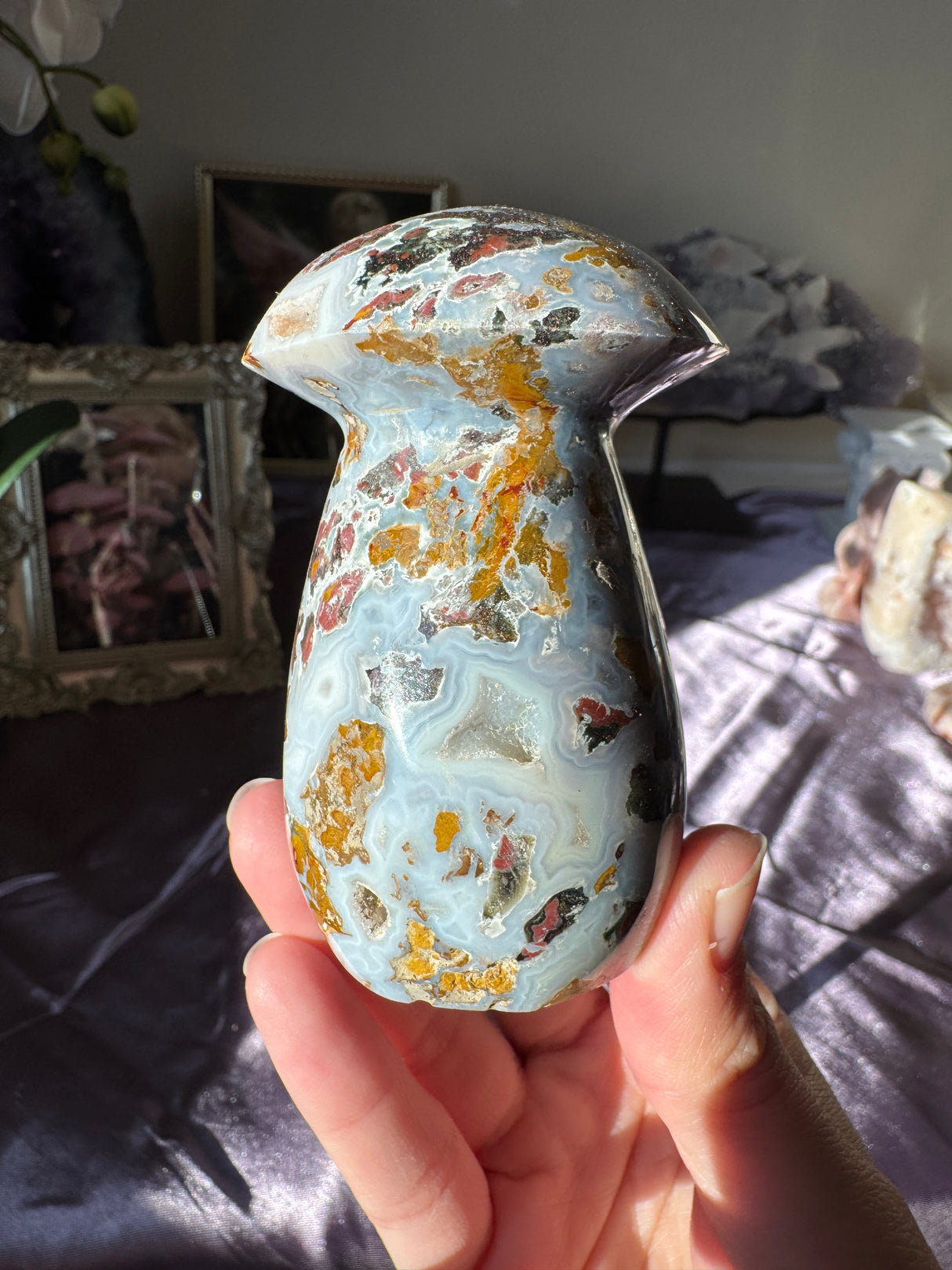 Druzy Sea Jasper Mushroom