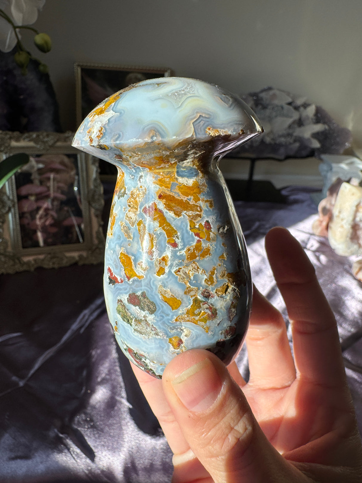 Druzy Sea Jasper Mushroom