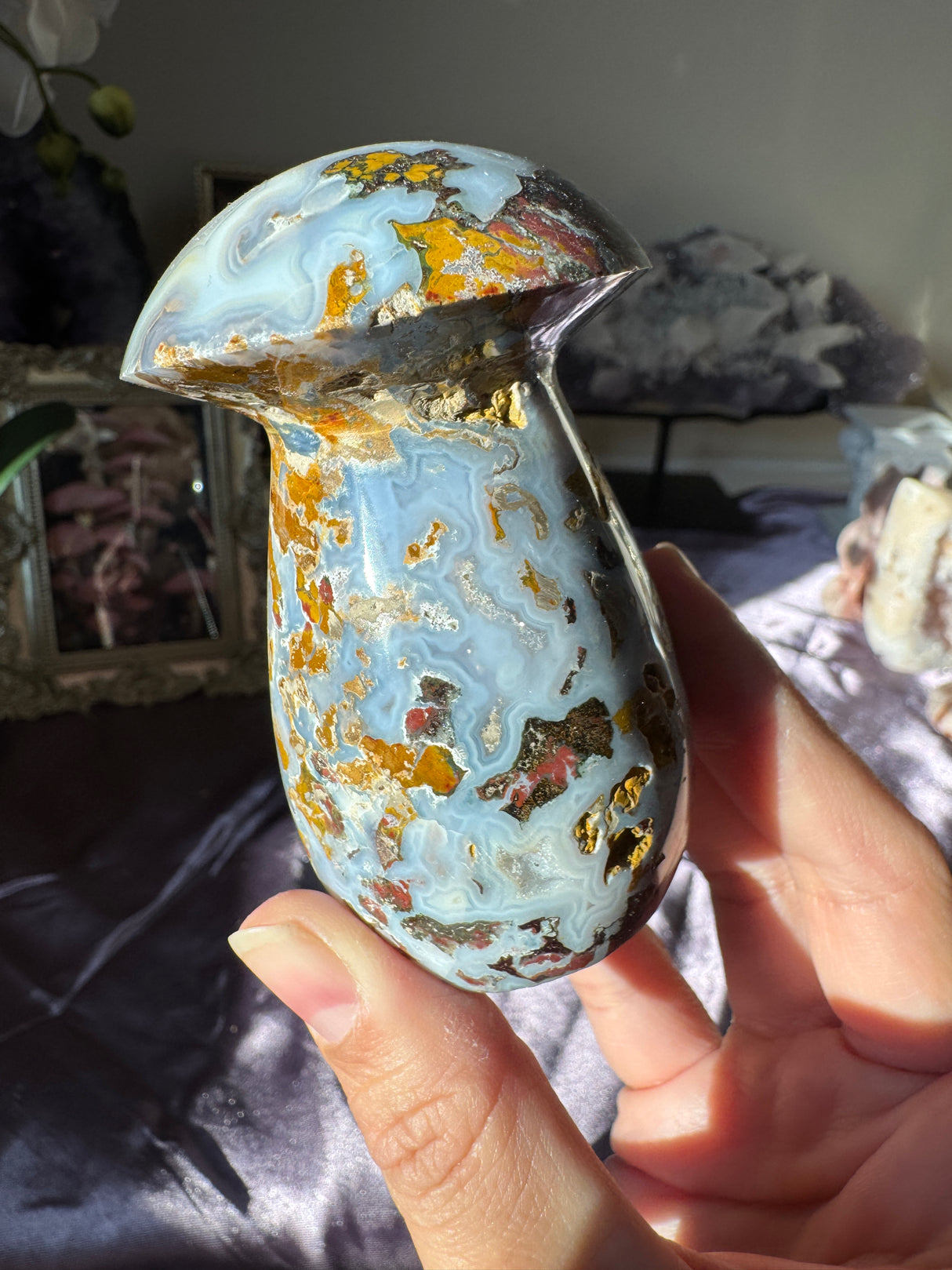 Druzy Sea Jasper Mushroom