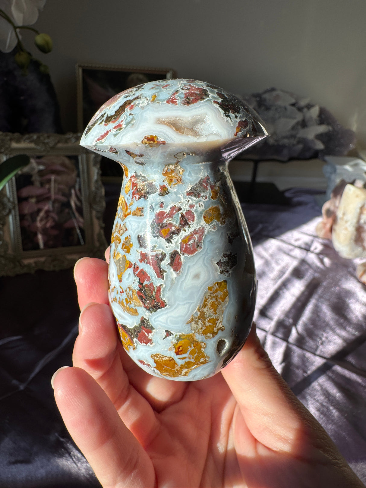 Druzy Sea Jasper Mushroom