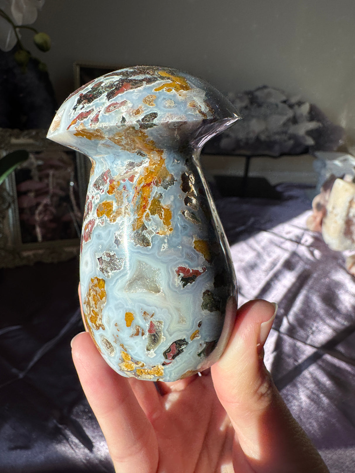 Druzy Sea Jasper Mushroom