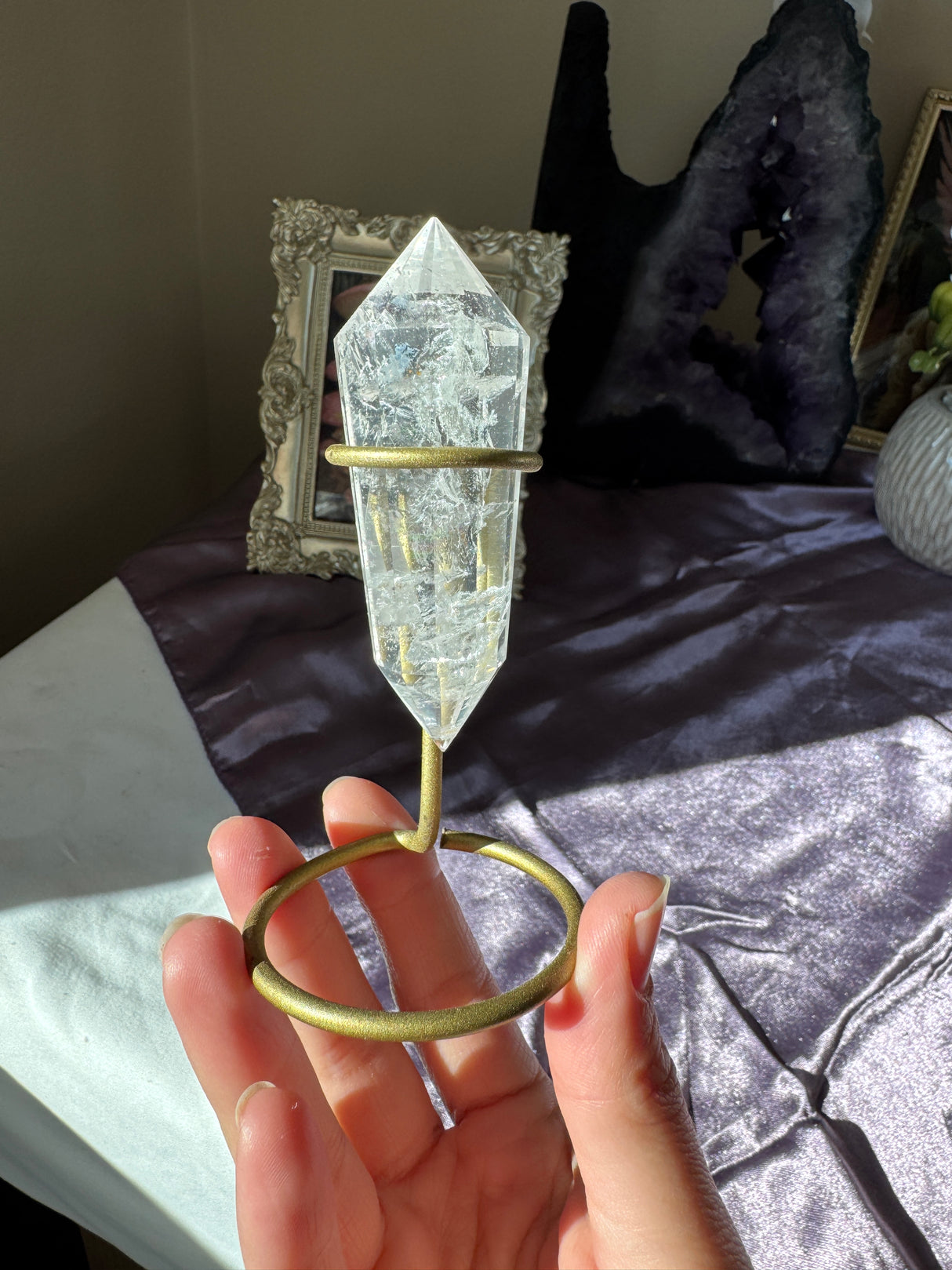 Clear Quartz Vogel (rainbow)