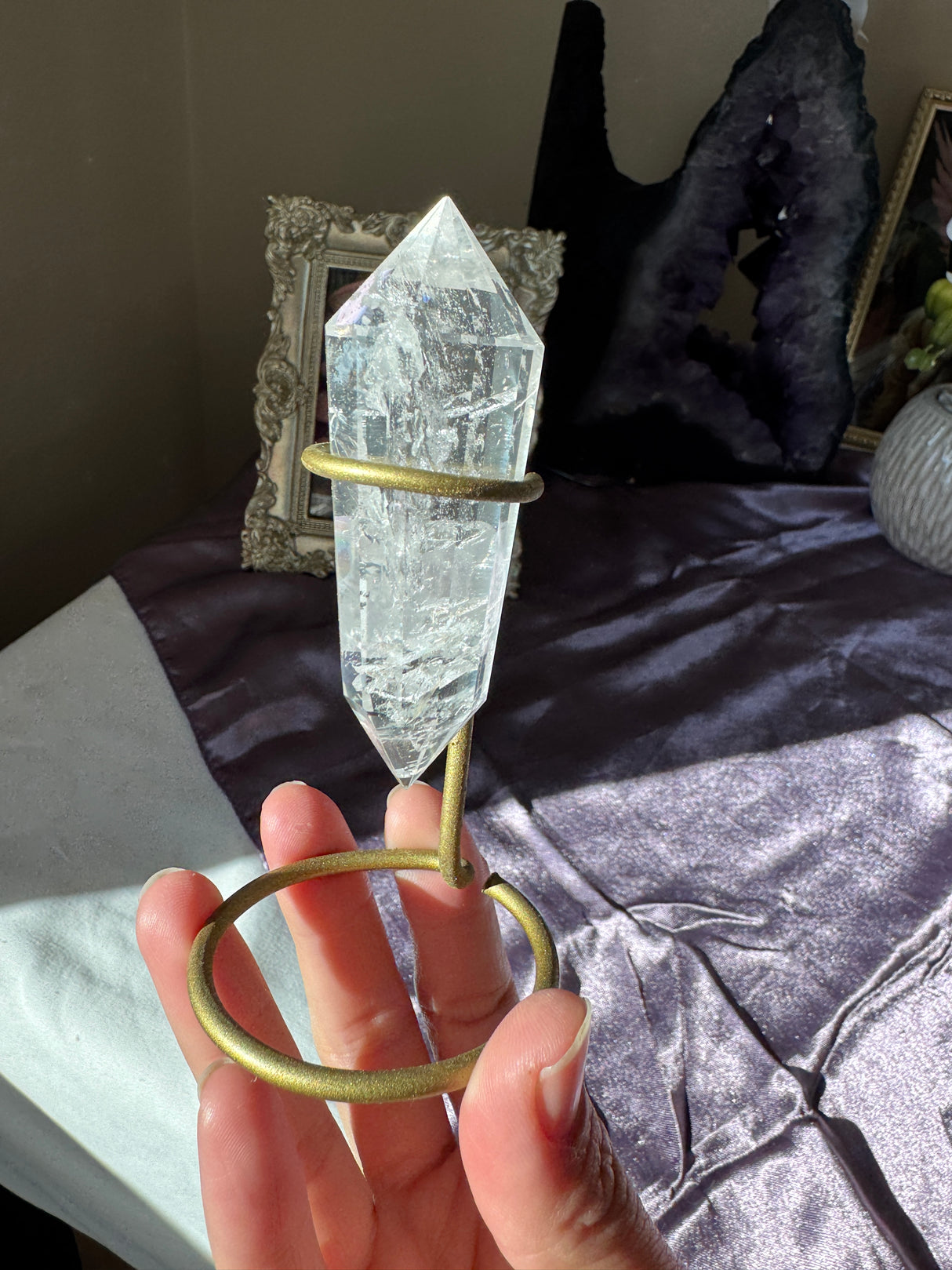 Clear Quartz Vogel (rainbow)