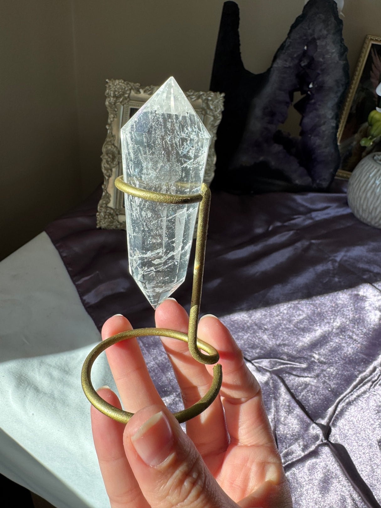 Clear Quartz Vogel (rainbow)