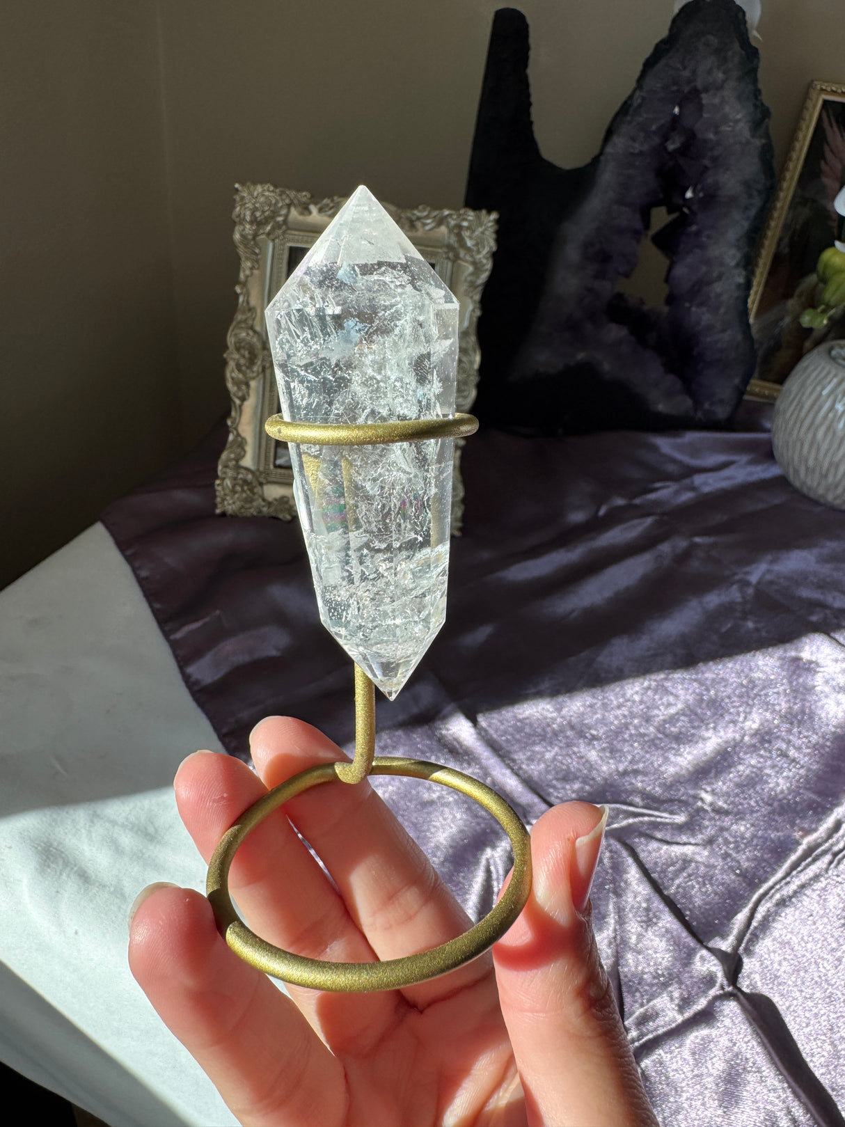 Clear Quartz Vogel (rainbow)