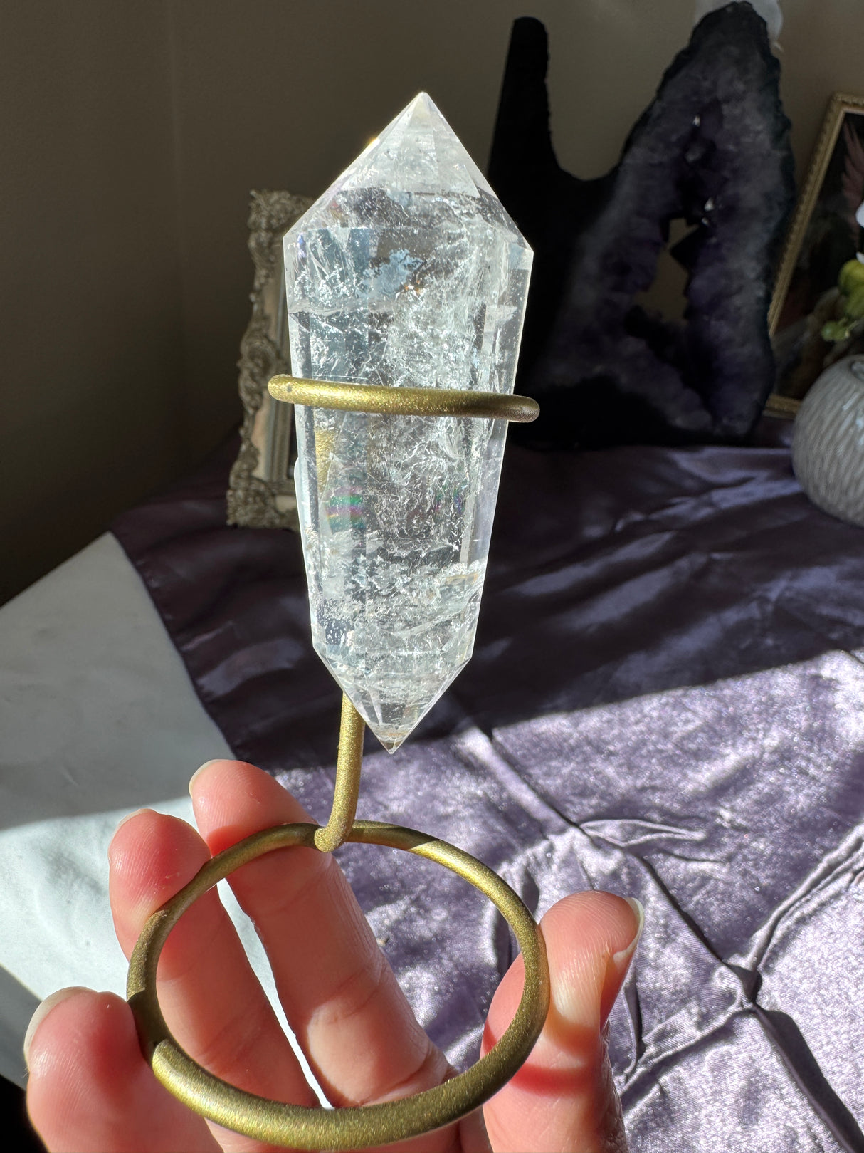 Clear Quartz Vogel (rainbow)