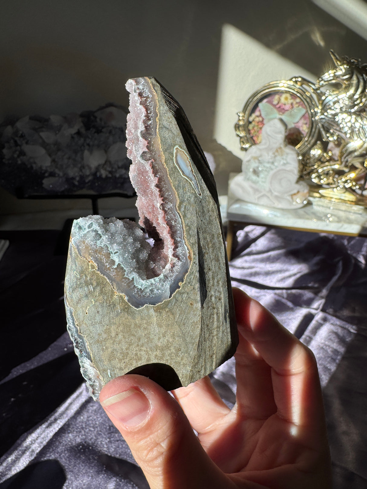 Sugar Druzy Rainbow Amethyst Cut Base