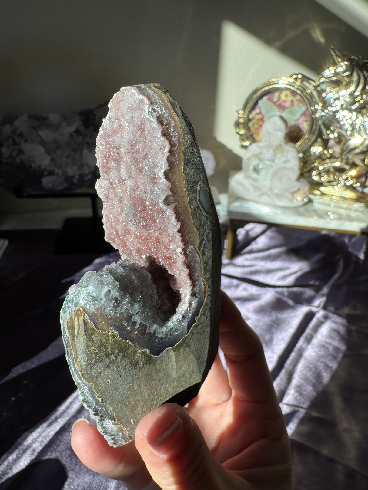 Sugar Druzy Rainbow Amethyst Cut Base